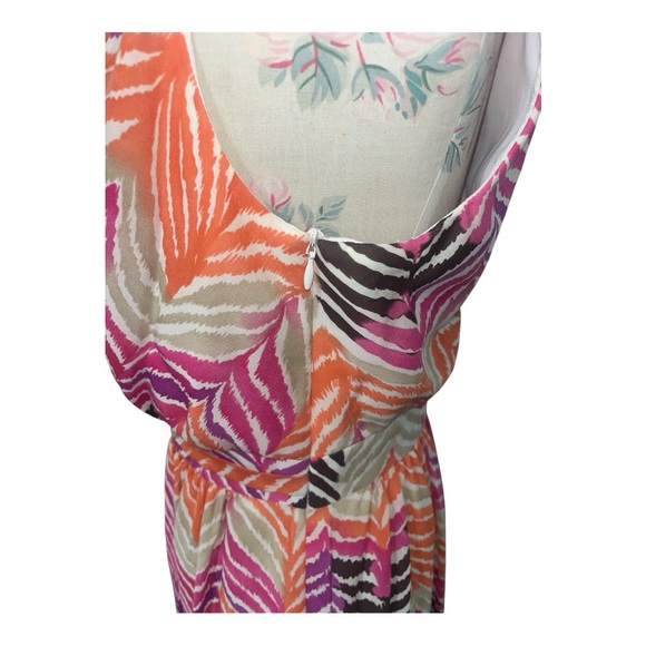 Trina Turk One Shoulder Dress - Pink, Orange, Brown 100% Silk - Picture 7 of 14